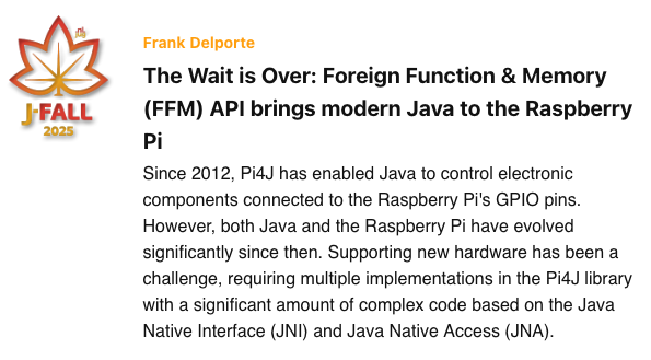 Links from the JCON talk 'Foreign Function & Memory (FFM) API on Raspberry Pi'